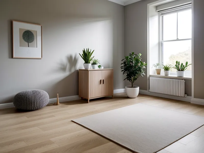 Meditationsmatte am Fenster einer Düsseldorfer Wohnung als Vorbereitung auf die tägliche Sitzung