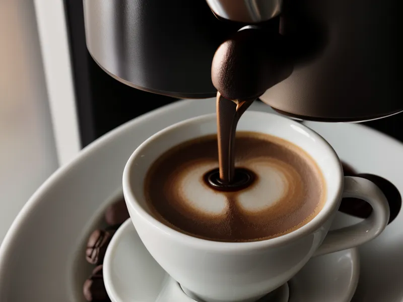 Espressotasse auf einem Designer-Schreibtisch in einer modernen Agentur – Achtsamkeit im Job zwischen zwei Terminen
