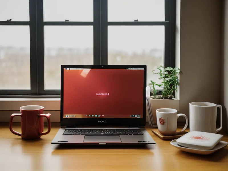 UX-Designerin sitzt achtsam am Laptop mit einer Tasse Tee, Symbolbild für Gelassenheit nach Feedback im Design-Job.