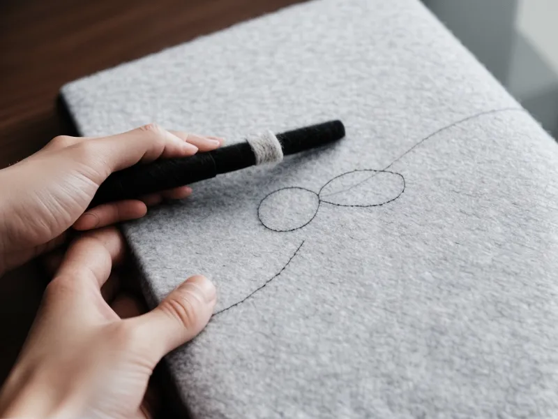 Notizbuch mit Design-Skizzen und UI-Entwürfen auf Holztisch während der Meditationspraxis nach Burnout